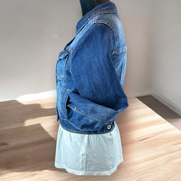 Maurices‎ Dark Wash Denim Jacket Size Medium Cropped Layering Urban Streetwear - Picture 5 of 9